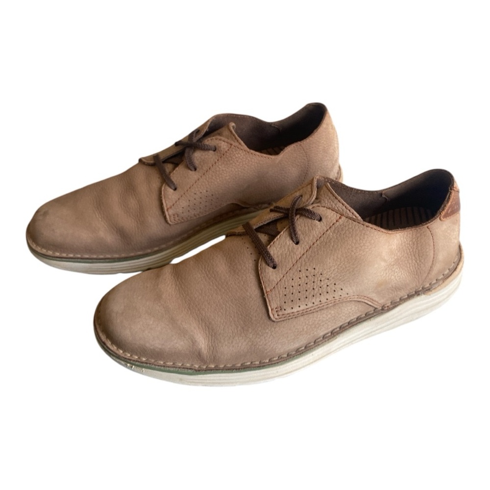 Clarks Tan Suede Hybrid Oxfords Men’s 12 Comfortable Dress Shoe Sneaker Sole